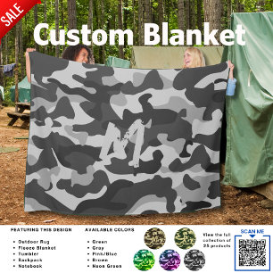 Couverture Polaire Camouflage Camping Blanket GRAY Personnalisé