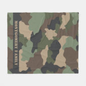 Couverture Polaire Camouflage Famille Monogramme Bois Camo (Devant (Horizontal))