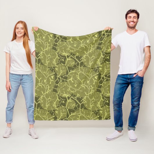 Couverture Polaire Camouflage Motif de cactus vert olive Imprimer (En situation)