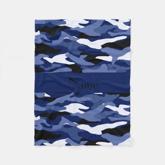 Couverture Polaire Camouflage nommé personnalisé de bleu marine (Devant)