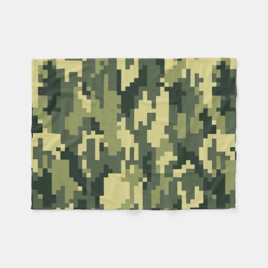 Couverture Polaire Camouflage numérique en bois à 8 bits / Camo (Devant (Horizontal))