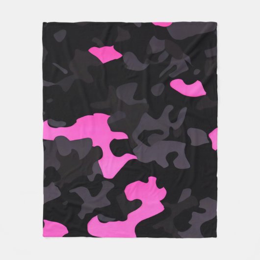 Couverture Polaire Camouflage rose et noir (Devant)