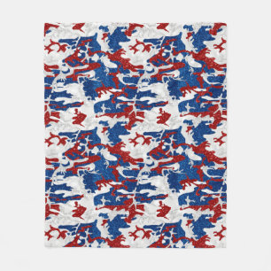 Couverture Polaire Camouflage Rouge, Blanc & Bleu avec Paillettes du