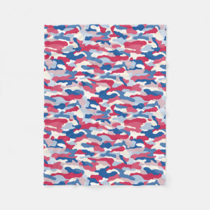 Couverture Polaire Camouflage rouge blanc et bleu