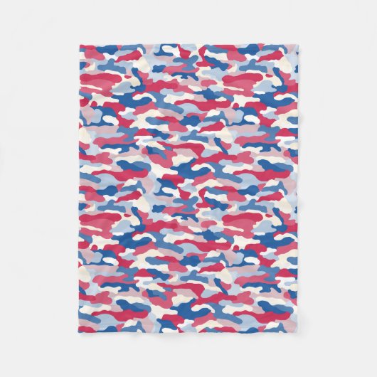 Couverture Polaire Camouflage rouge blanc et bleu (Devant)