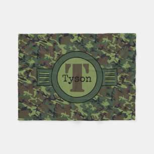 Couverture Polaire Camouflage Vert Personnalisé Toison Blanche pour a