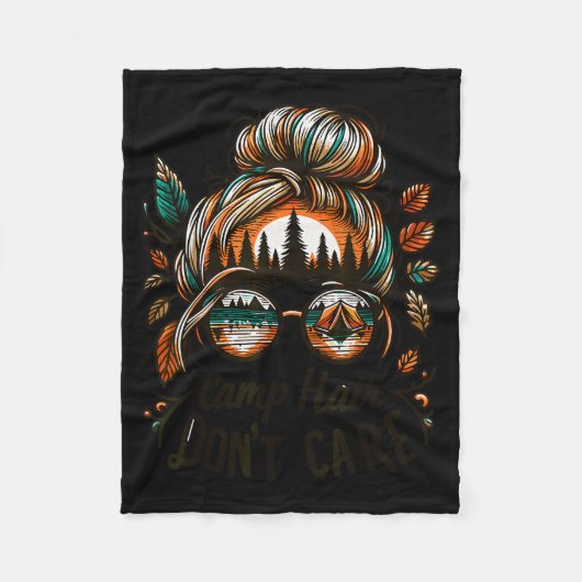 Couverture Polaire Camp Hair Don't Care Messy Bun Funny Camng Camper (Devant)