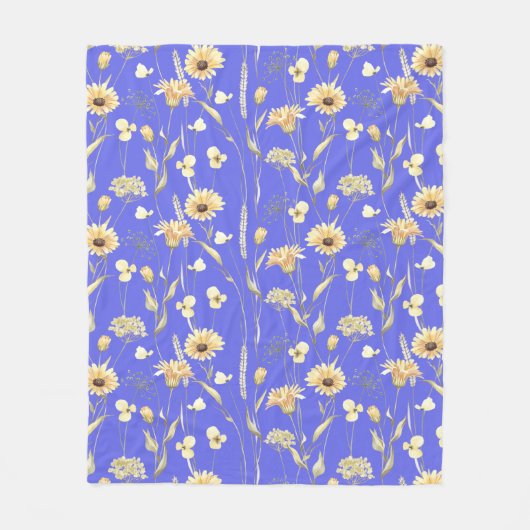 Couverture Polaire Campagne de prairie imprimé bleu (Devant)