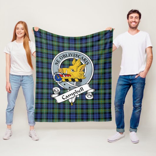 Couverture Polaire Campbell Argyll Ancien Clan Badge Tartan Plaid (En situation)
