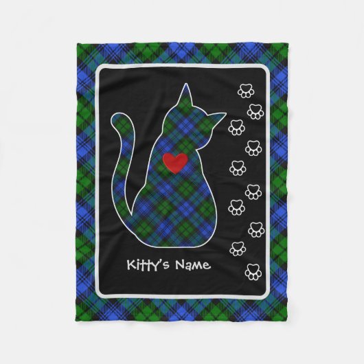 Couverture Polaire Campbell Tartan Kitty Personnalisé (Devant)