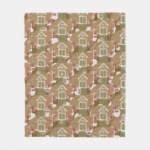 Couverture Polaire Campeur Maison en Pain d'Épice Rose