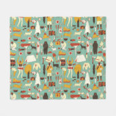 Couverture Polaire Camping à la main, motif rétro sans soudure. (Devant (Horizontal))