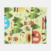 Couverture Polaire Camping - caravane, chaises de camping, cheminée (Devant (Horizontal))