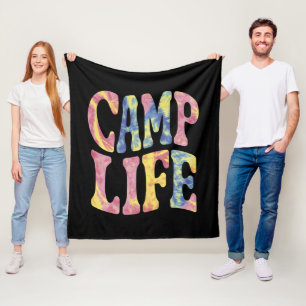 Couverture Polaire Camping Filles d'été Camp Life Tie-Die Rétro