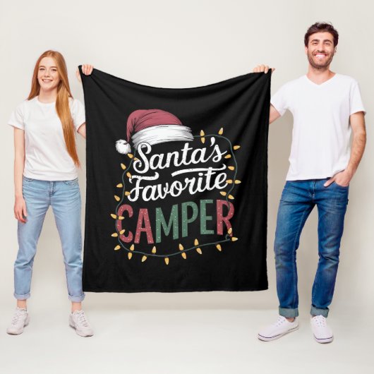 Couverture Polaire Camping Noël Père Noël Favori Camper Cadeau (En situation)