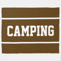 CAMPING Sporty Texte Blanc Rayures sur Brun Gras
