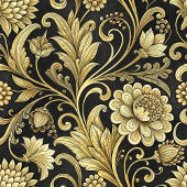 Couverture Polaire Canapé-lit cosy Noir et Or Damas de luxe