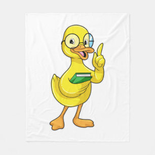 Couverture Polaire Canard comme enseignant avec livre et lunettes