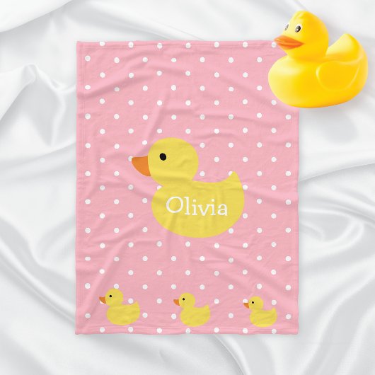 Couverture Polaire Canard Famille Pois Monogramme Bébé