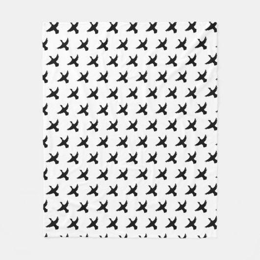 Couverture Polaire Canard volant moderne noir et blanc (Devant)