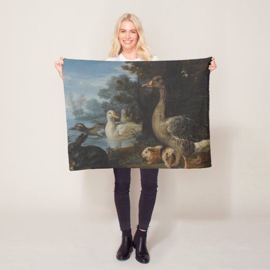 Couverture Polaire Canards Cochons de Guinée et un lapin dans un pays (En situation)