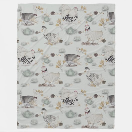 Couverture Polaire Canards de Haute Couture et poulets bébé (Devant)