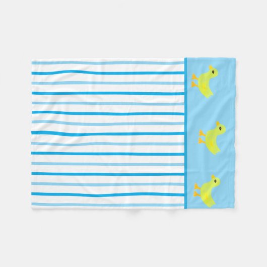 Couverture Polaire Canards jaunes mignons Bleu clair Bleu Blancs (Devant (Horizontal))
