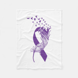 Couverture Polaire Cancer Violet Ribbon Plumes Oiseaux