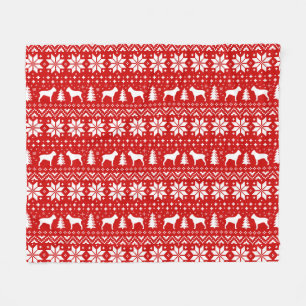 Couverture Polaire Cane Corso Chien Silhouettes Motif de Noël Rouge
