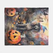 Couverture Polaire Caniche D'Halloween Avec Peur Citrouille (Devant (Horizontal))