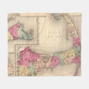Couverture Polaire Cape Cod, Martha's Vineyard et carte de Nantucket