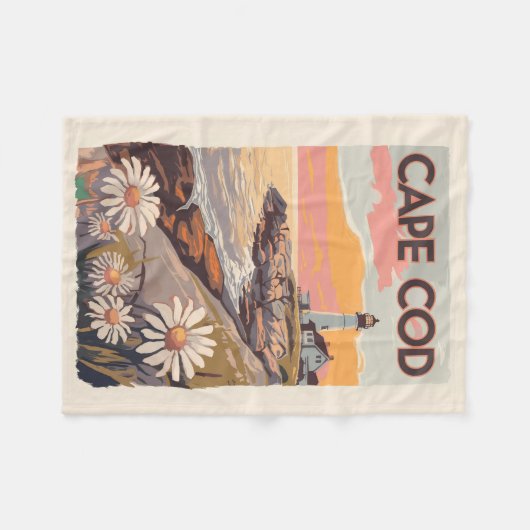 Couverture Polaire Cape Cod Massachusetts Peinture Art Voyage Retro (Devant (Horizontal))