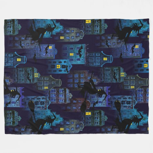 Couverture Polaire CAPE éffrayante BLUE HALLOWEEN (Devant (Horizontal))