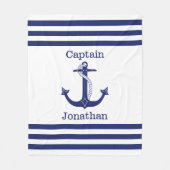 Couverture Polaire Capitaine nautique Ancre bleue Ajouter un nom (Devant)