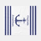 Couverture Polaire Capitaine nautique Ancre bleue Ajouter un nom (Devant (Horizontal))