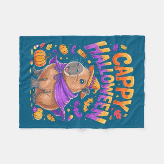 Couverture Polaire Cappy Halloween Capybara Witch  (Devant (Horizontal))