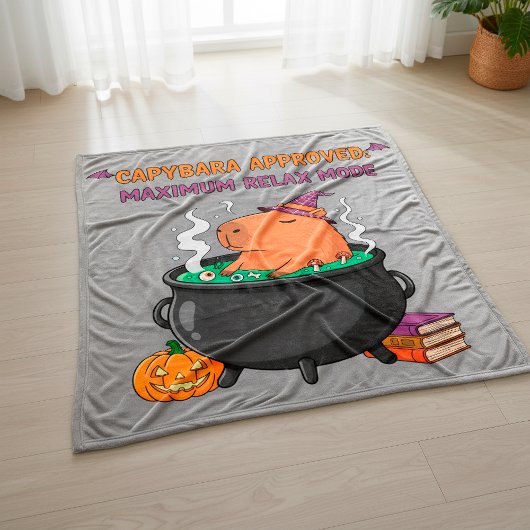 Couverture Polaire Cappybara Halloween sorcier Assistant Cauldron Cos