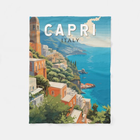 Couverture Polaire Capri Italie Travel Art Vintage (Devant)
