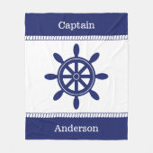 Couverture Polaire Captain's Wheel Nautical Rope Ajouter un nom (Devant)