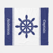 Couverture Polaire Captain's Wheel Nautical Rope Ajouter un nom (Devant (Horizontal))