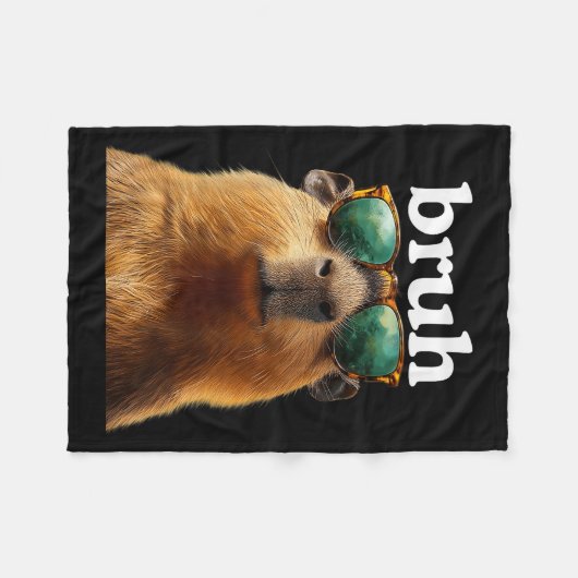 Couverture Polaire Capybara Bruh With Sungles Funny Meme Lovers Men W (Devant (Horizontal))