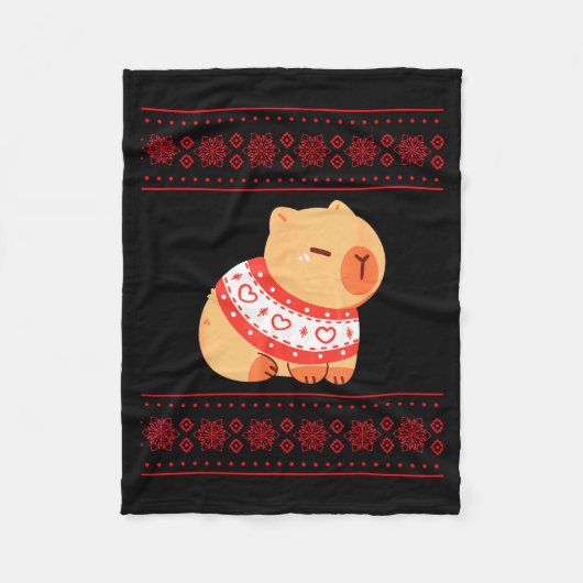 Couverture Polaire Capybara Christmas Sweater (Devant)