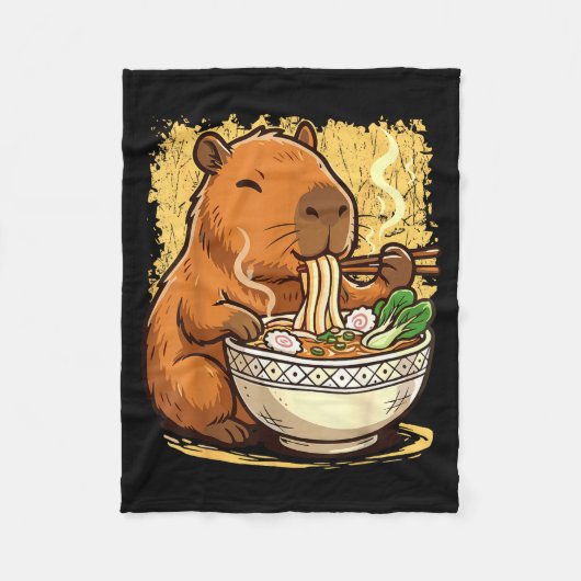 Couverture Polaire Capybara Eating Ramen Noodles (Devant)