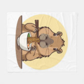 Couverture Polaire Capybara mangeant des ramen (Devant (Horizontal))