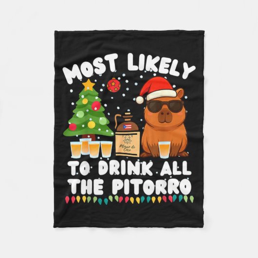Couverture Polaire Capybara Most Likely To Drink All The Torro Funny  (Devant)