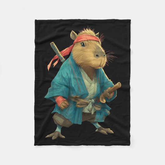 Couverture Polaire Capybara Ninja Samurai Japan Funny Japanese Graphi (Devant)