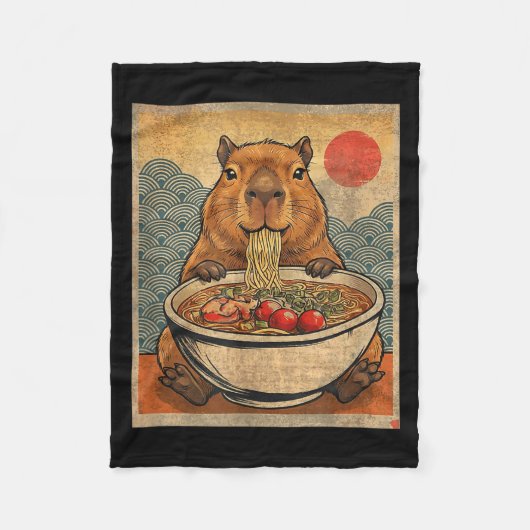 Couverture Polaire Capybara Ramen Japanese Funny Graphic Kawaii Anime (Devant)
