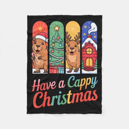 Couverture Polaire Capybara Reindeer Xmas Have A Capy Christmas (Devant)