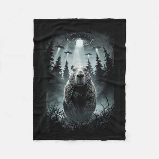 Couverture Polaire Capybara Selfie Avec Alien Ufo Funny Capybara Cade (Devant)