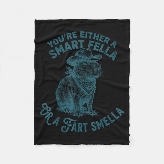 Couverture Polaire Capybara Smart Fella Fart Smella Funny Cowboy Humo (Devant)